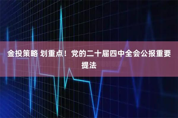 金投策略 划重点！党的二十届四中全会公报重要提法